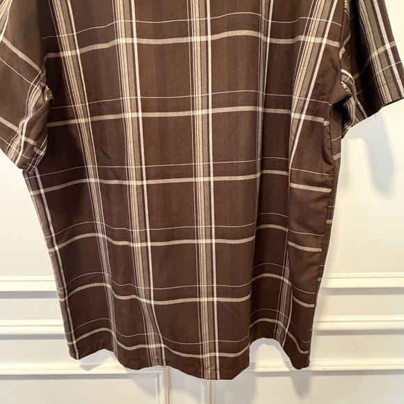 Yago Men's Large Brown Plaid Short Sleeve Button-Down Shirt - Picture 5 of 7
